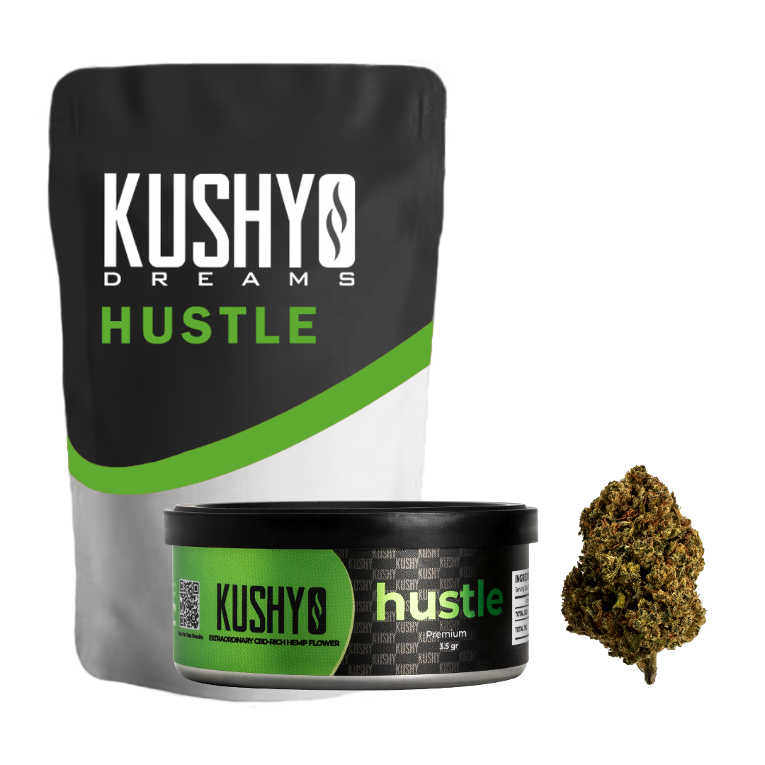 kushy-dreams-hustle-sativa-hemp-flower-cbd-mylar-bag-and-can