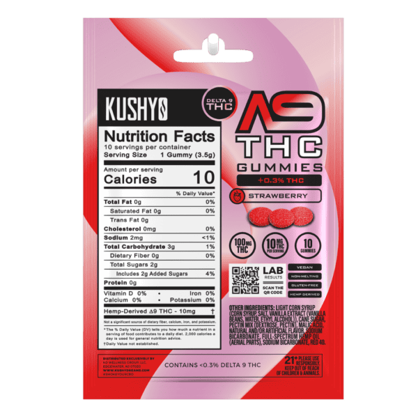 Kushy Dreams Delta 9 THC Gummies Strawberry Nutrition Facts