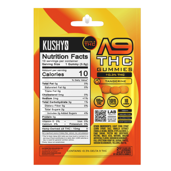 Kushy Dreams Delta 9 THC Gummies Tangerine Nutrition Facts