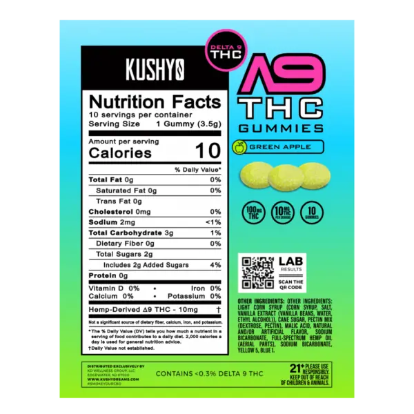 Kushy Dreams D9 Gummies Green Apple Nutrition Facts